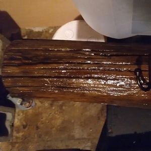 Vintage reclaimed wood-split oakrail fencers hat/coat rack